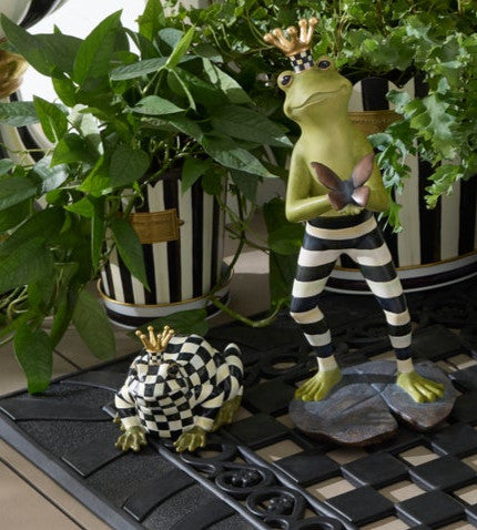 Courtly Check Frog Hide-a-key in a garden