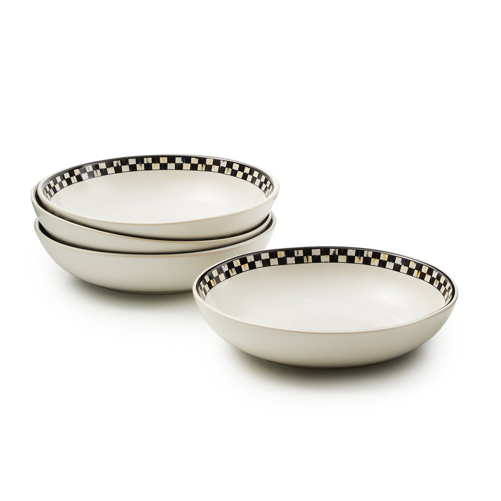 Mackenzie-Childs Courtly Check, Black and White Checked Everyday Pasta Bowls (set of 4)