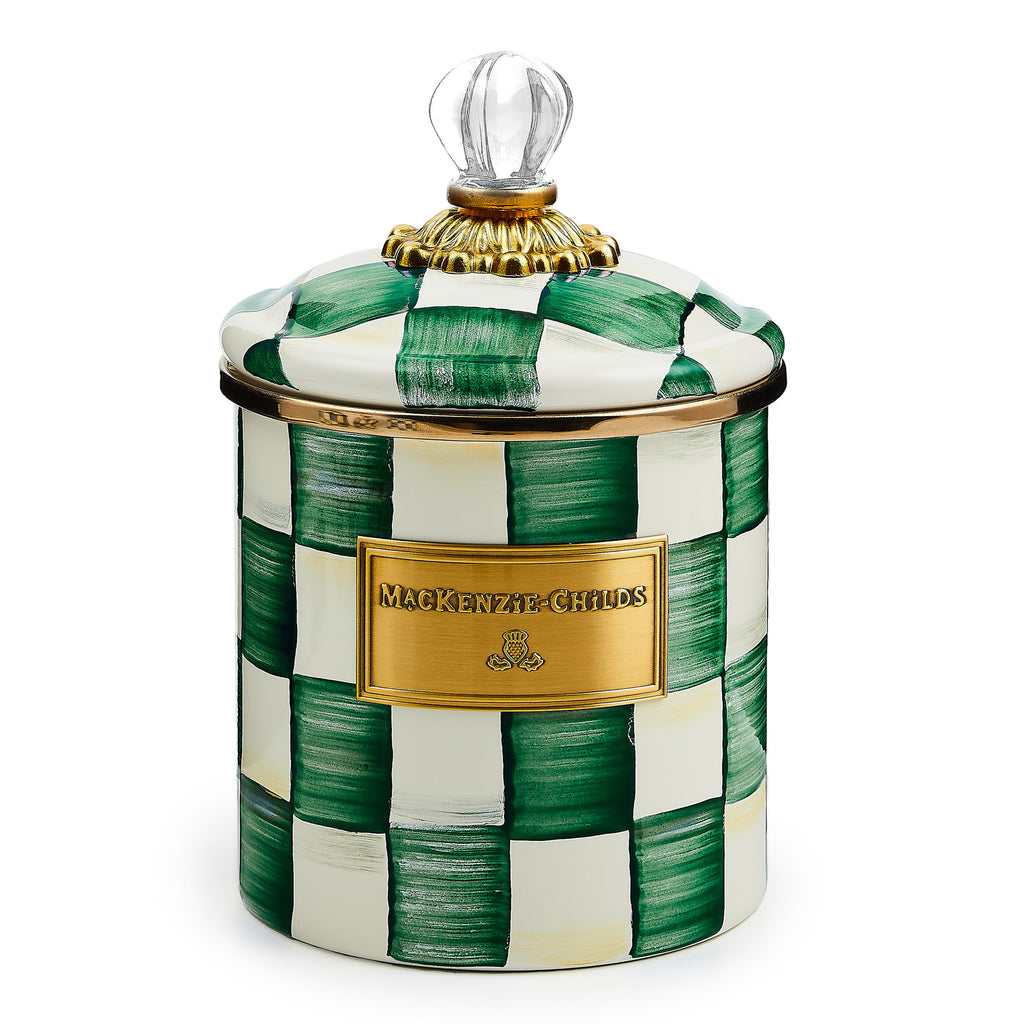 Mackenzie-Childs Emerald Check, Green and white checked small canister