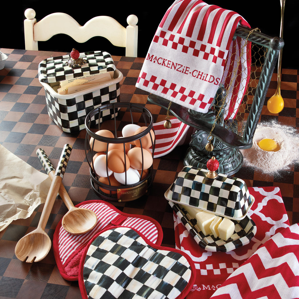 Mackenzie-Childs Courtly Check, Black and White Checked Enamel Recipe Box