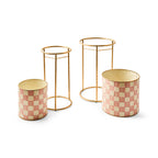 MacKenzie-Childs Rosy Check It Out Planters, Set of 2