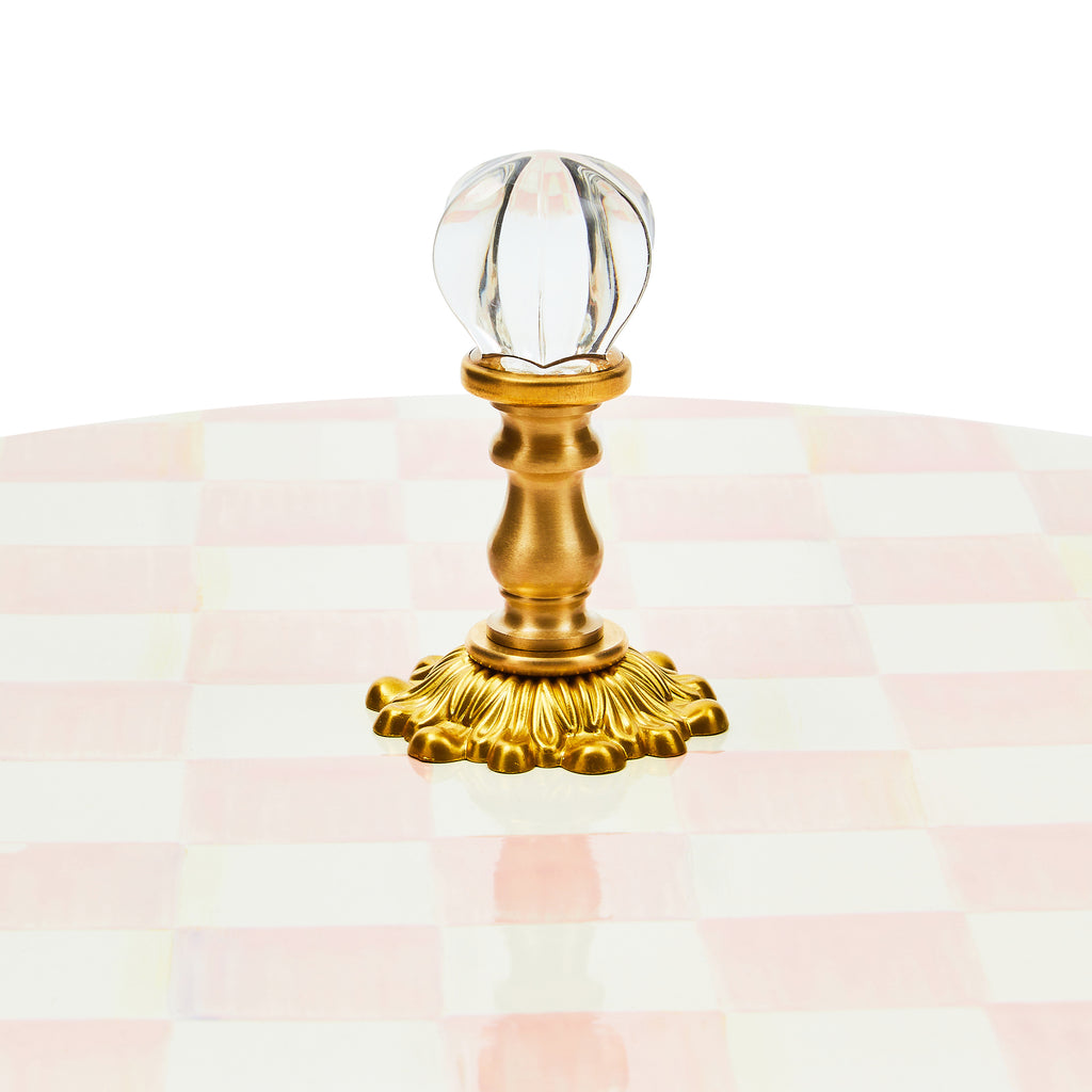 Mackenzie-Childs Rosy Check, pink and white checked cheese course