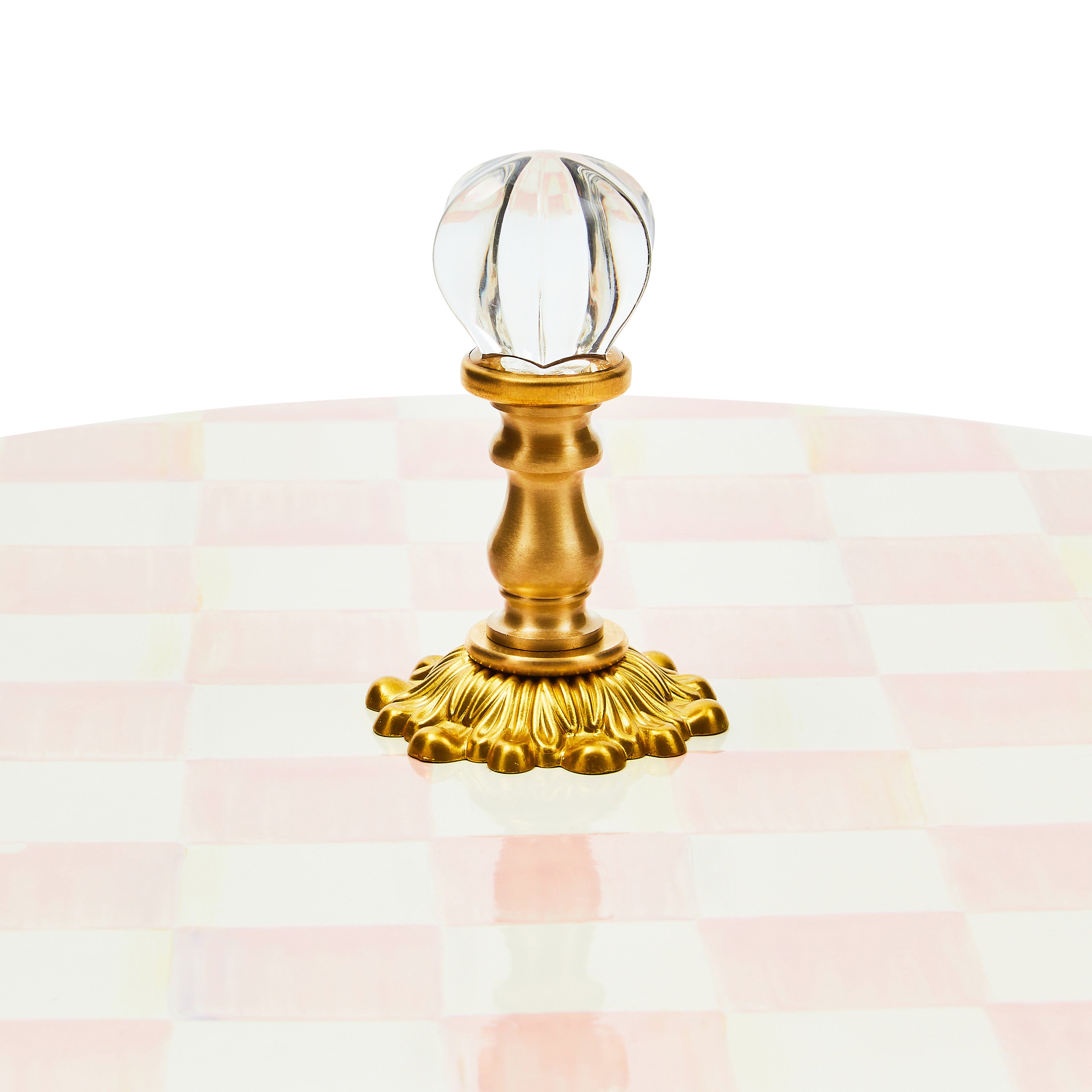 Mackenzie-Childs Rosy Check, pink and white checked cheese course