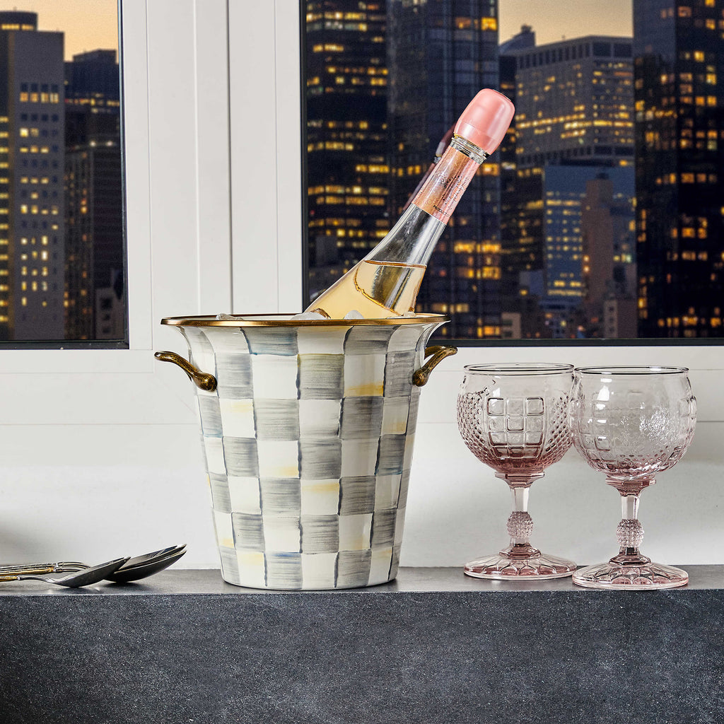 MacKenzie-Childs Sterling Check Enamel Wine Cooler