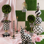 MacKenzie-Childs Courtly Check Pedestal Tabletop Urn