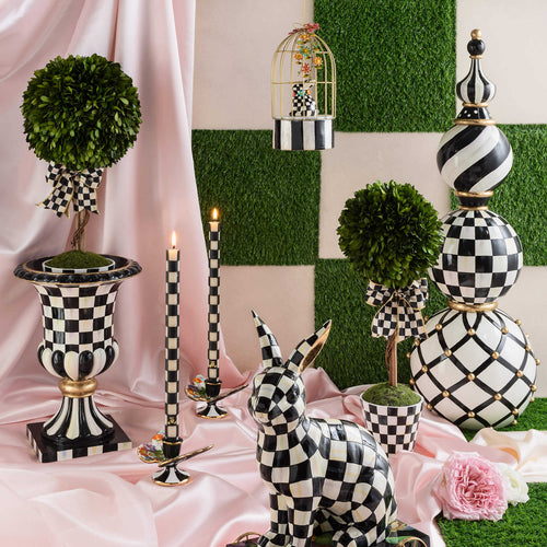 MacKenzie-Childs Courtly Check Pedestal Tabletop Urn