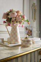 Mackenzie-Childs Rosy Check, pink and white checked large practical pitcher