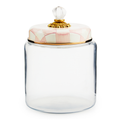 Mackenzie-Childs Rosy Check, glass and pink and white checked large kitchen canister