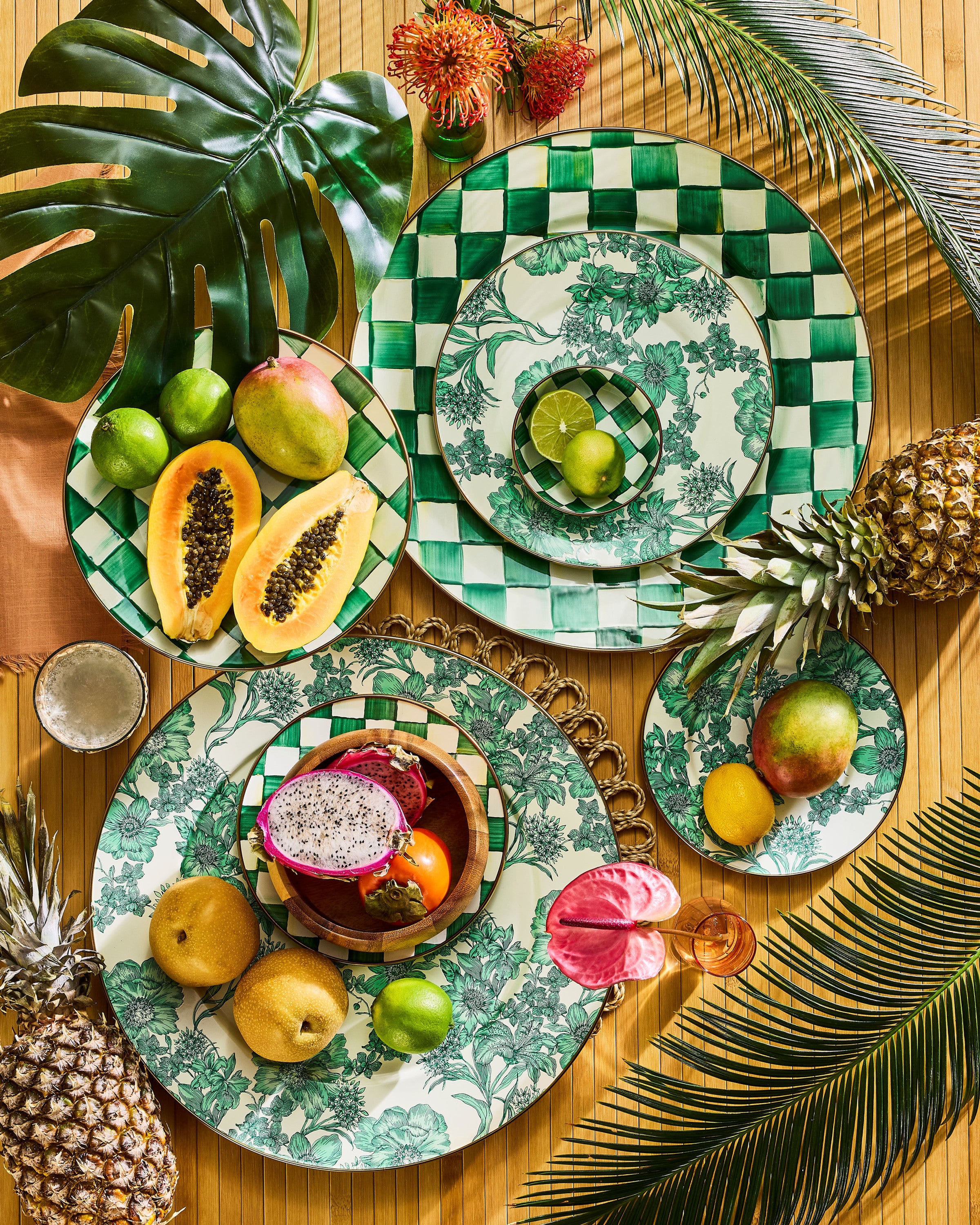 Mackenzie-Childs Emerald Check, Green and white checked serving platter