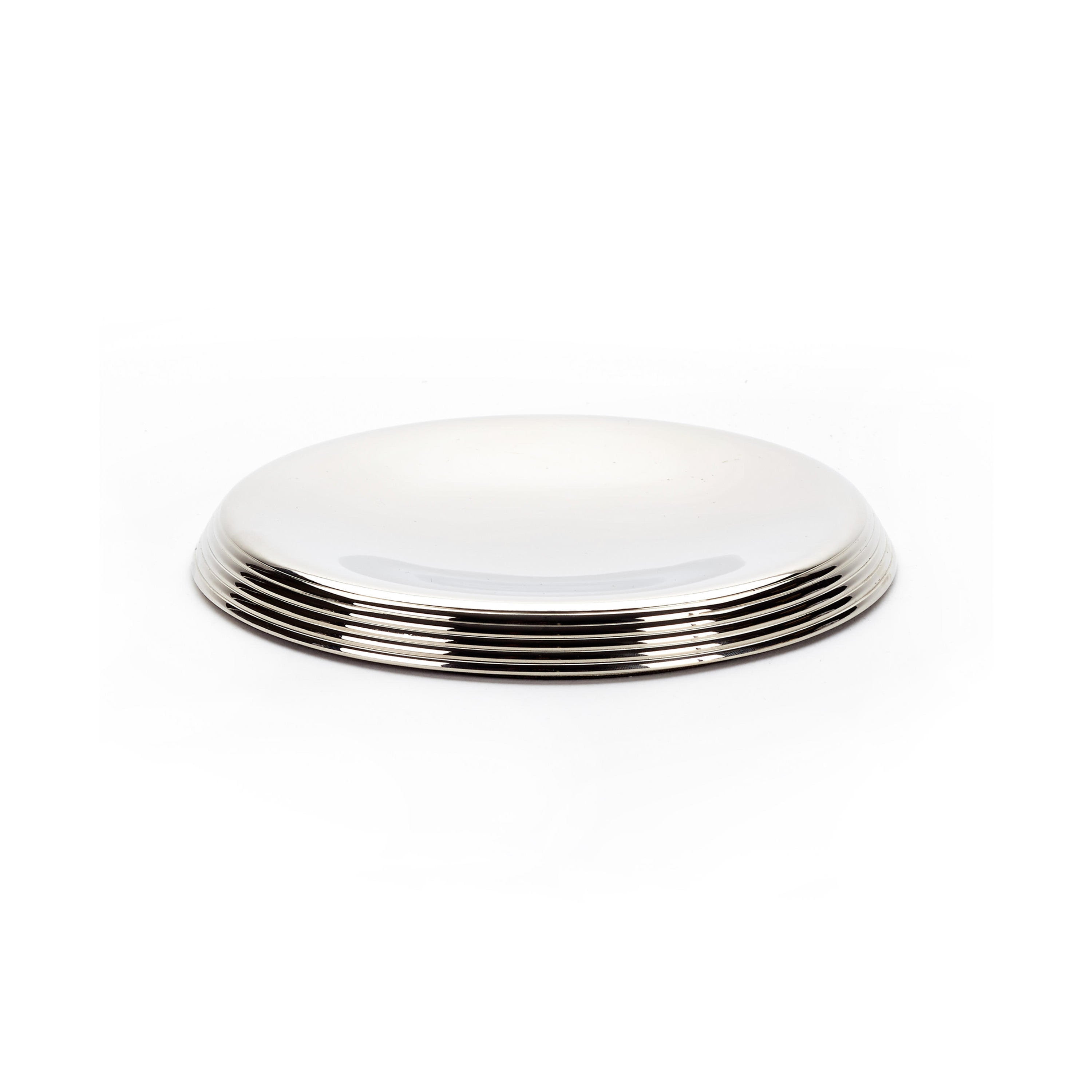 MacKenzie-Childs ribbed dish pillar candle holder - silver