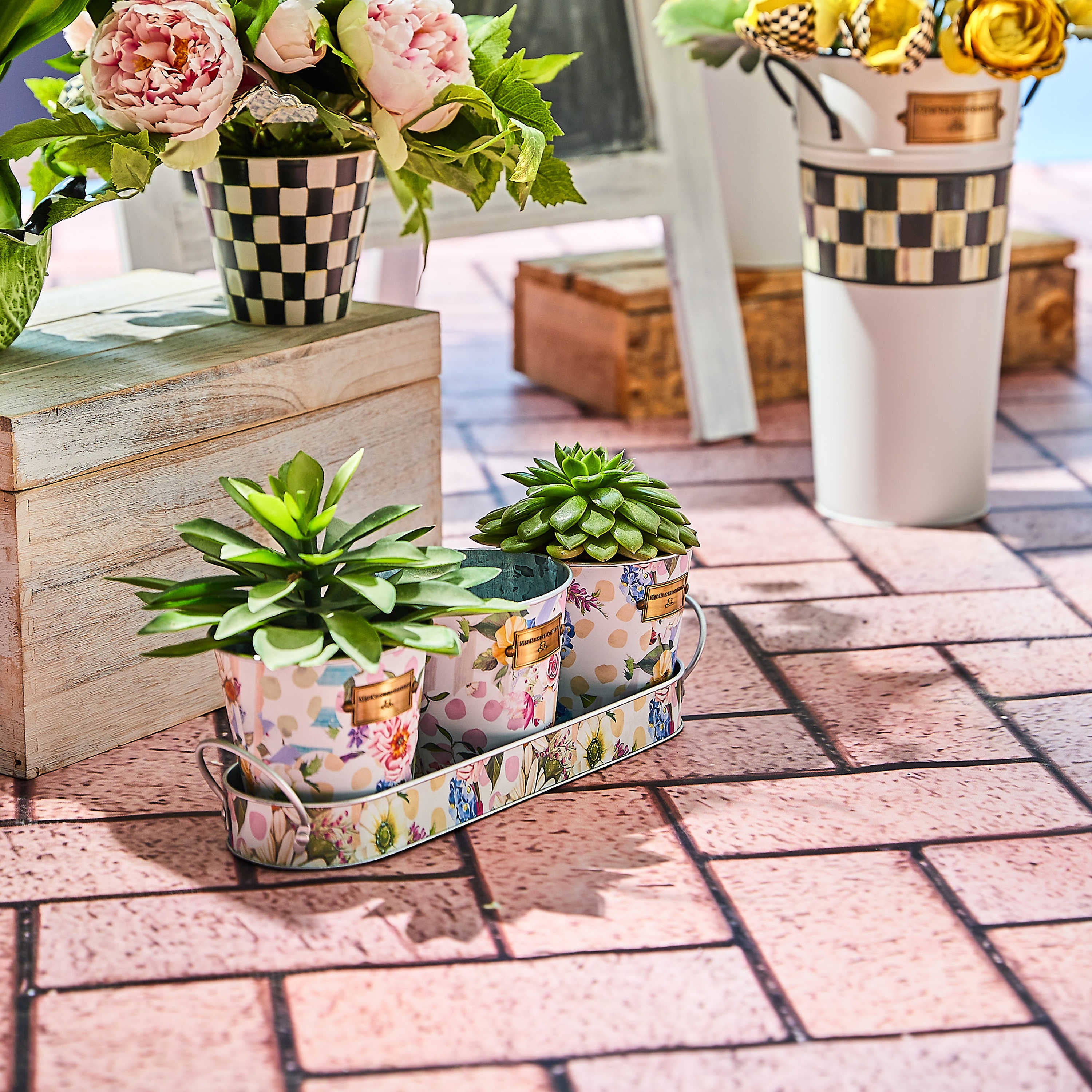 Mackenzie-Childs Wildflowers Herb Pots - Set Of 3