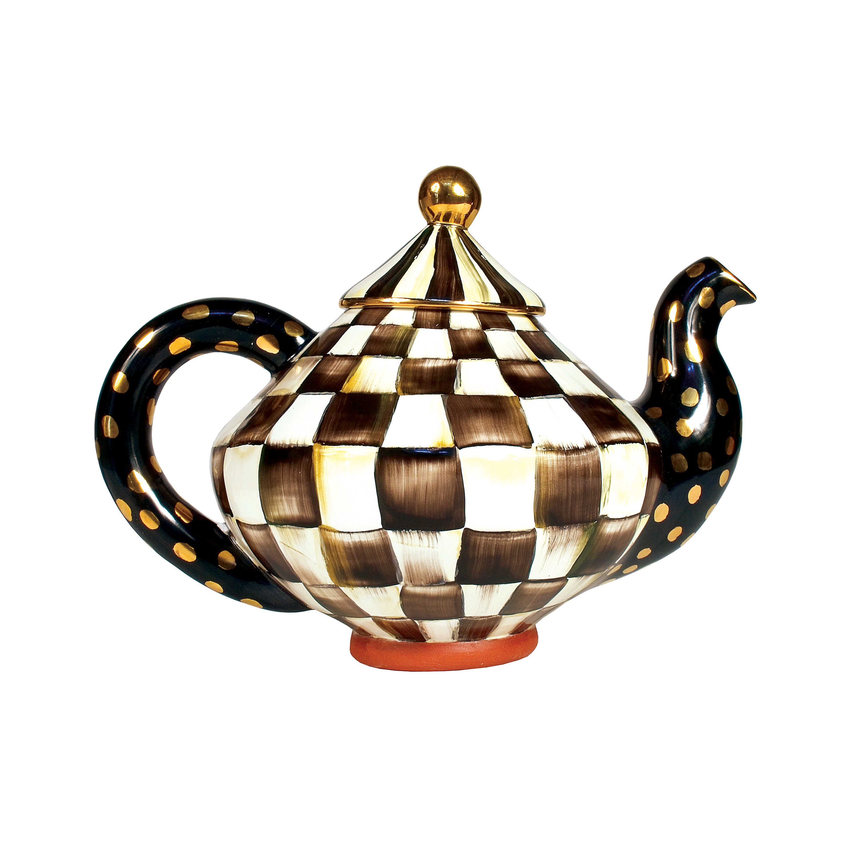 Mackenzie-Childs Courtly Check, Black and White Checked Teapot