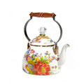 Mackenzie-Childs Flower Market, Floral Patterned 2 quart tea kettle - white