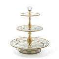 Mackenzie-Childs Sterling Check, Grey and White Checked Three Tier Sweet Stand.
