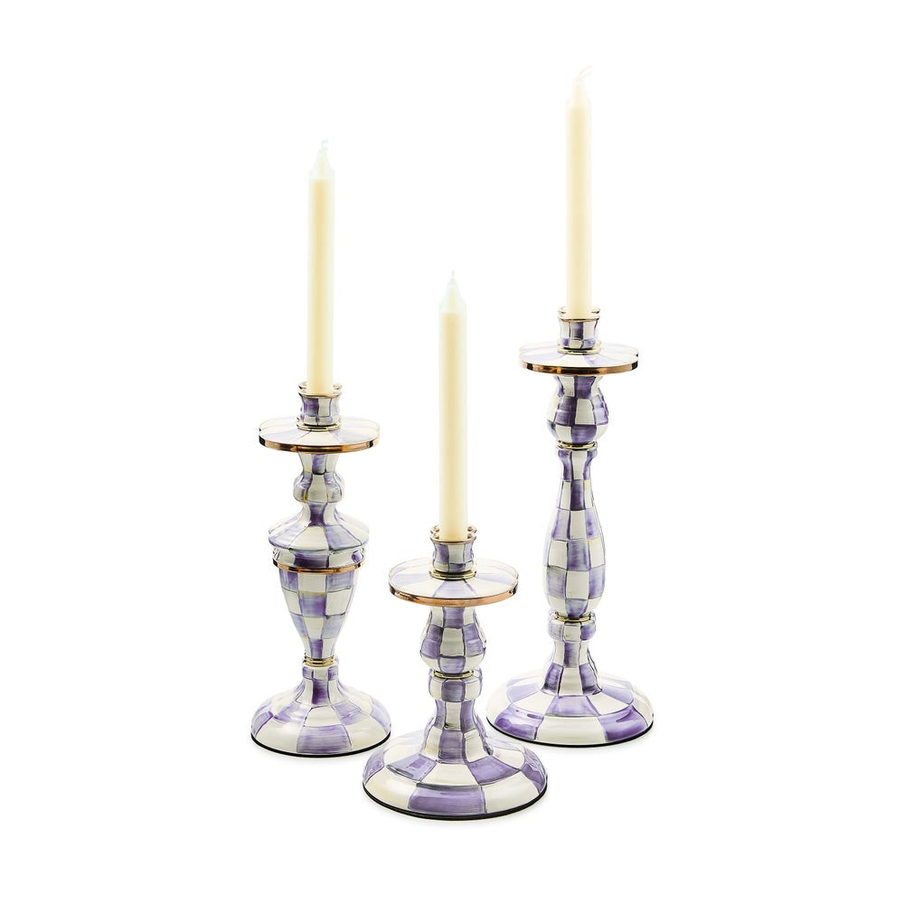 Violet Check Small Candlestick