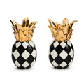 Mackenzie-Childs, black and white pineapple shaped salt and pepper set