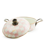 Mackenzie-Childs Rosy Check, pink and white checked 3qt Casserole pot