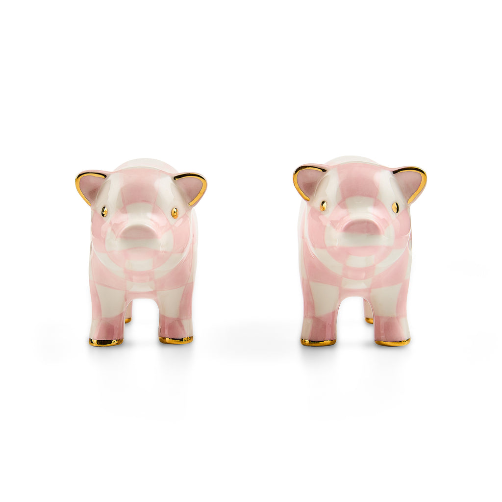 MacKenzie-Childs Rosy Pig Salt & Pepper Set