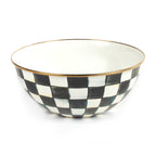 Mackenzie-Childs Courtly Check, Black and White Checked Enamel Everyday Bowl - Large