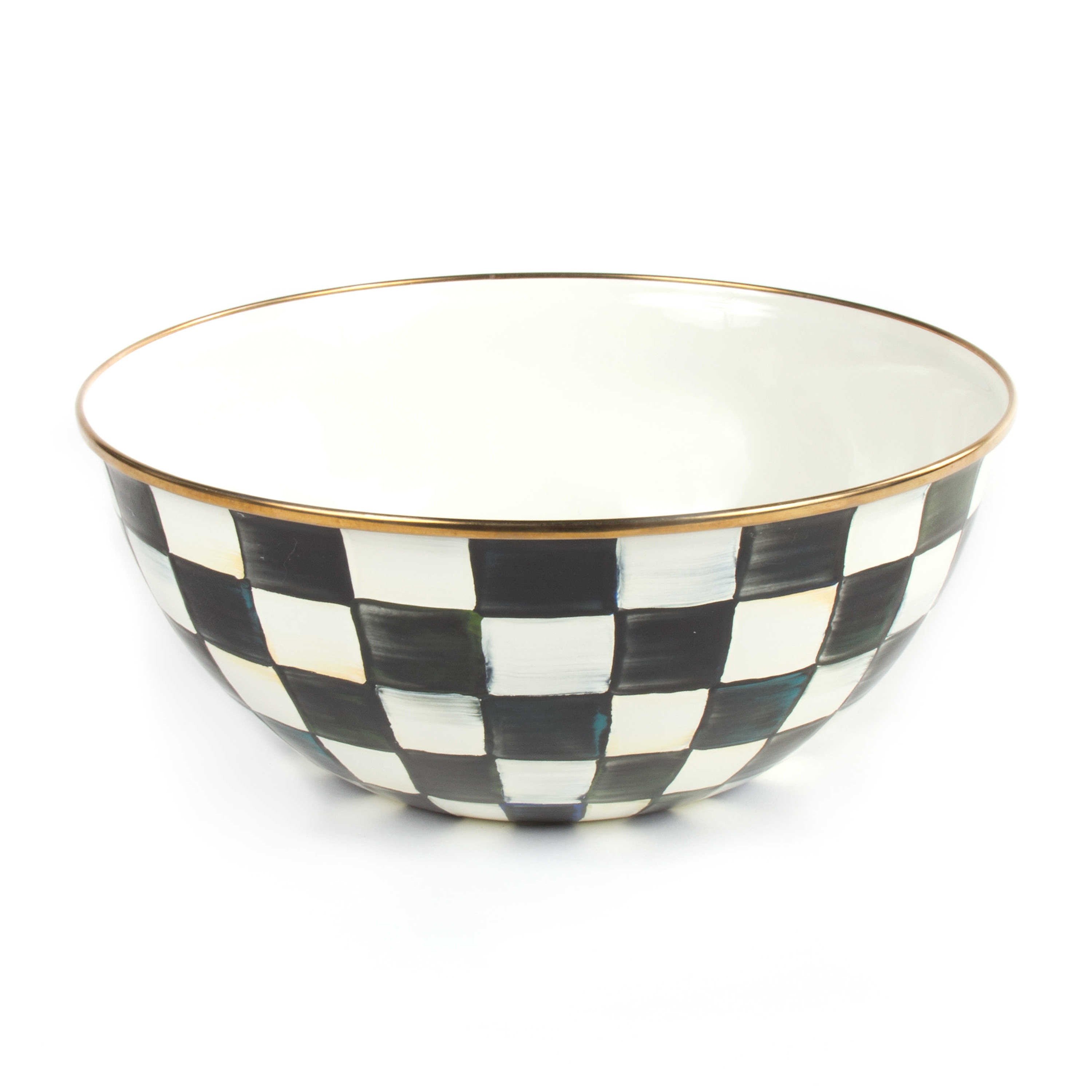 Mackenzie-Childs Courtly Check, Black and White Checked Enamel Everyday Bowl - Large