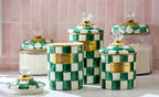 Mackenzie-Childs Emerald Check, Green and white checked medium canister
