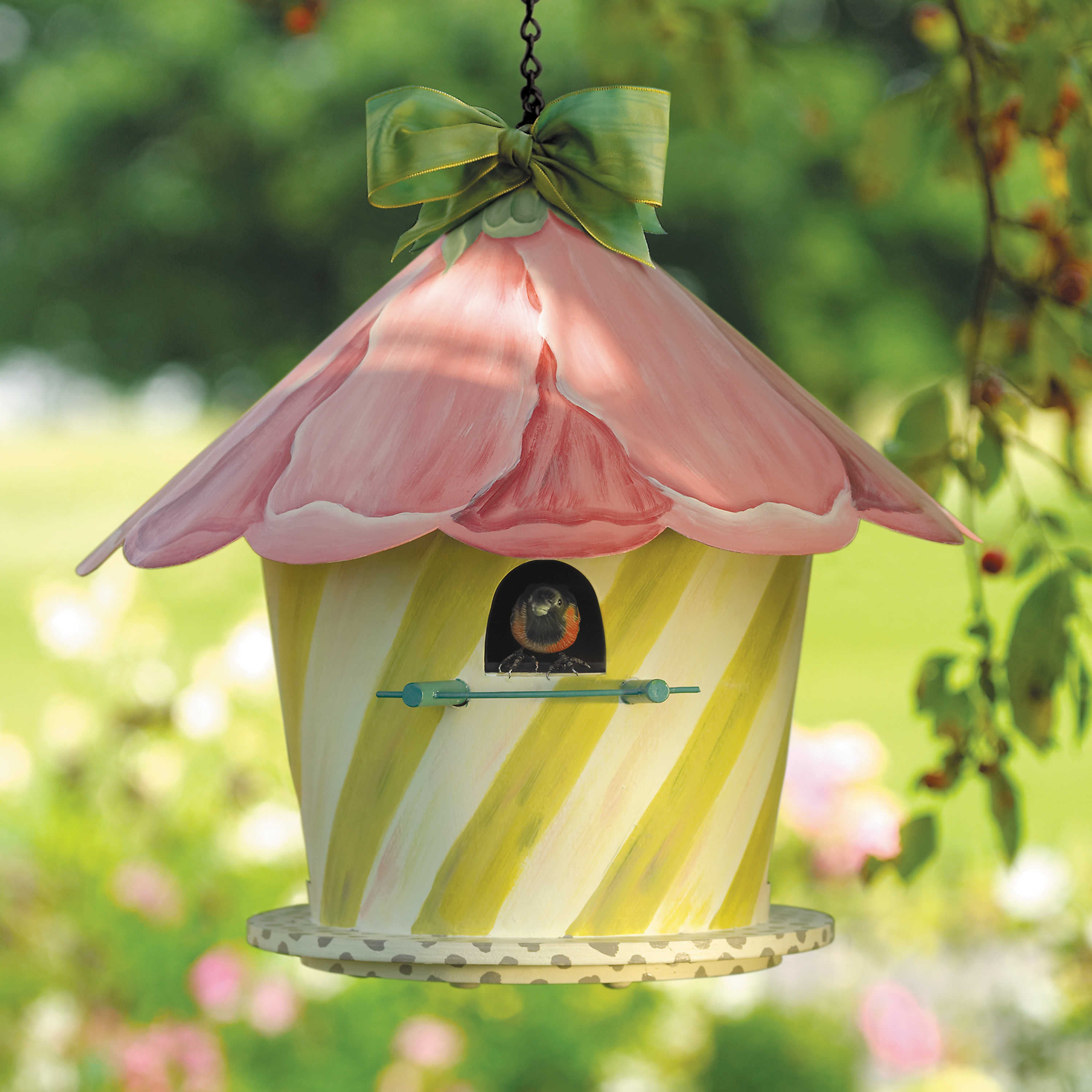 MacKenzie-Childs, Hand Painted Hollyhock Birdhouse