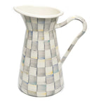 Mackenzie-Childs Sterling Check, Grey and White Checked Enamel Practical Pitcher - Large