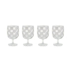 White Check Acrylic Water Goblets, Set of 4