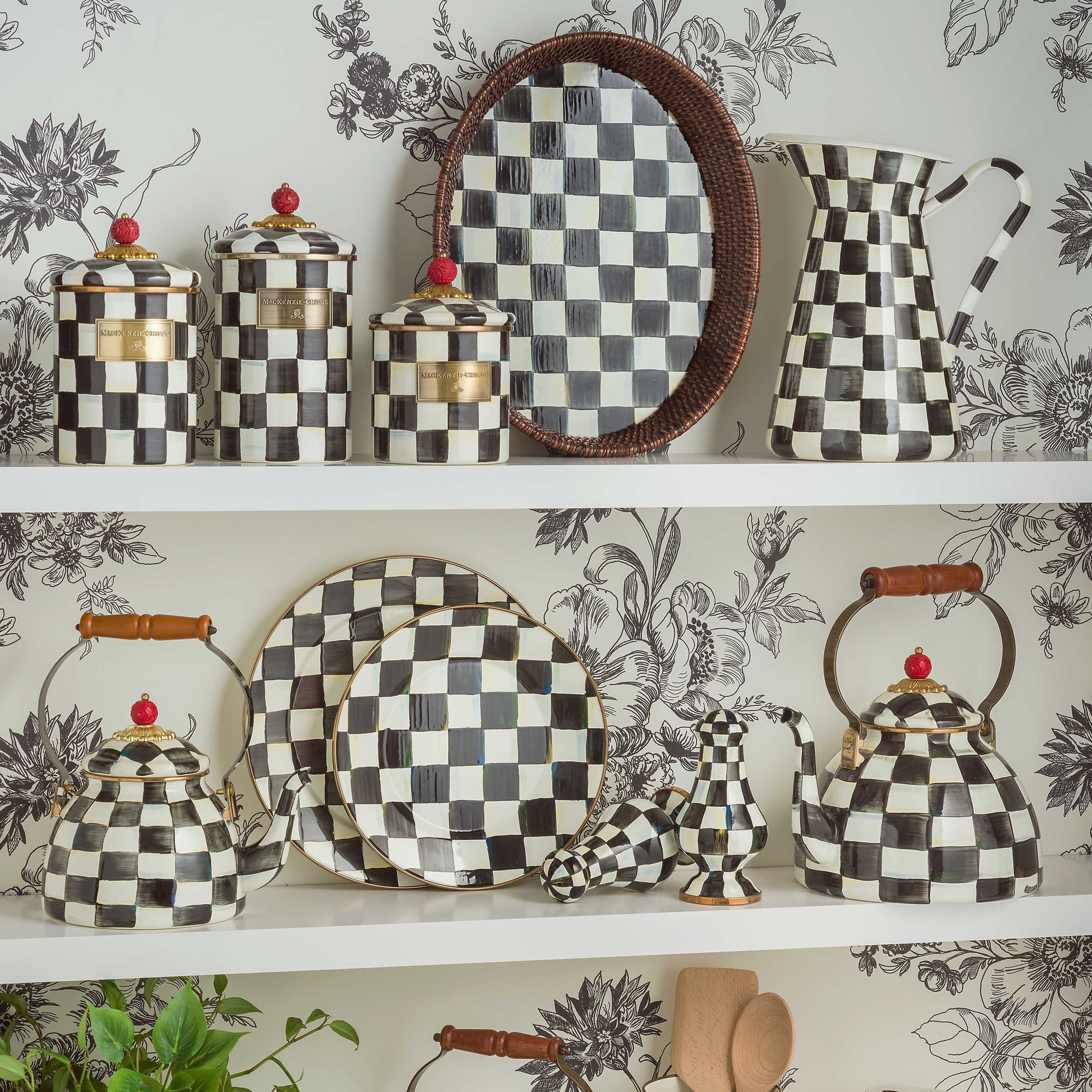 MacKenzie-Childs Courtly Check Enamel Salt and Pepper Shakers