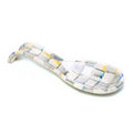 Mackenzie-Childs Sterling Check, Grey and White Checked Enamel Spoon Rest