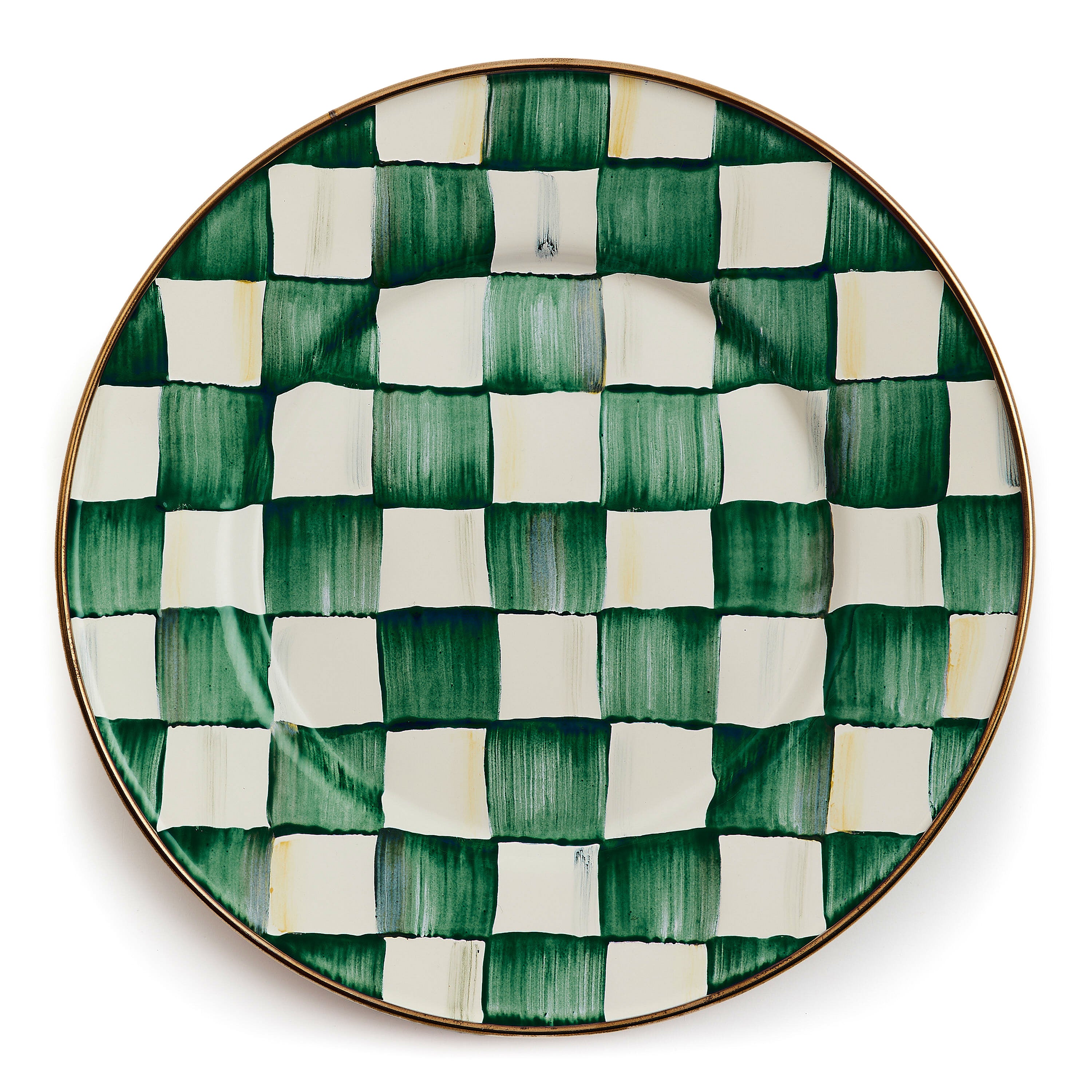 Mackenzie-Childs Emerald Check, Green and white checked salad plate