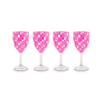 Pink Check Acrylic Wine Goblets, Set of 4