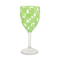 Green Check Acrylic Wine Goblets, Set of 4