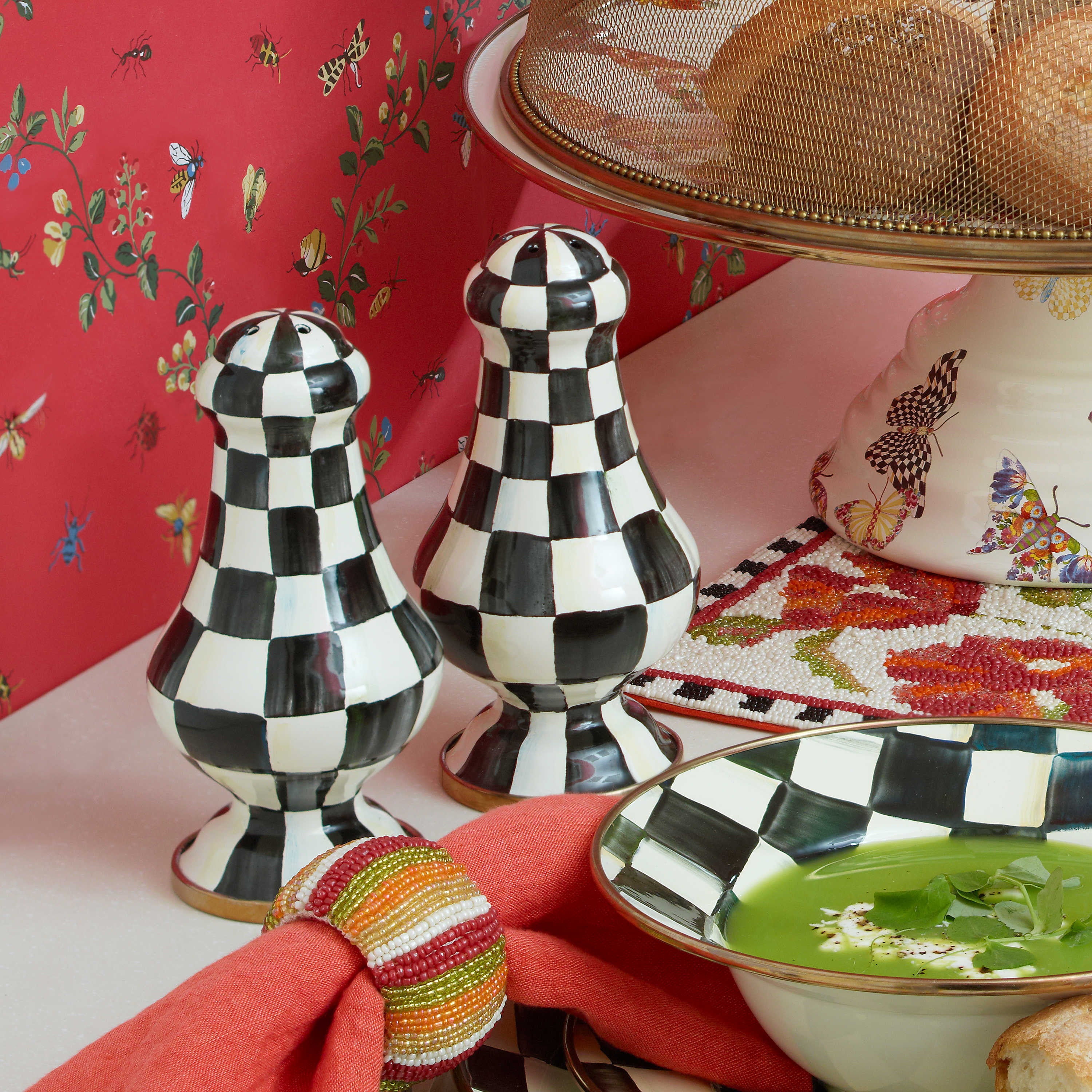 MacKenzie-Childs Courtly Check Enamel Salt and Pepper Shakers