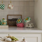 MacKenzie-Childs Glass Cookie Jar with Emerald English Garden Lid