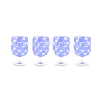 Blue Check Acrylic Water Goblets, Set of 4