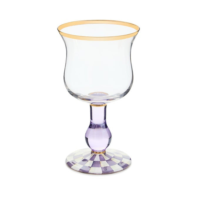 Violet Check Wine Glass