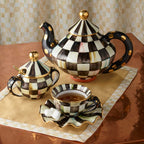 Mackenzie-Childs Courtly Check, Black and White Checked Teapot