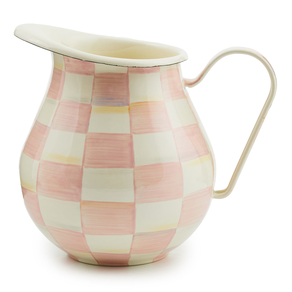 Mackenzie-Childs Rosy Check, pink and white checked pitcher