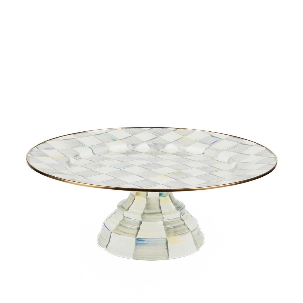 MacKenzie-Childs Sterling Check Pedestal Platter - Large