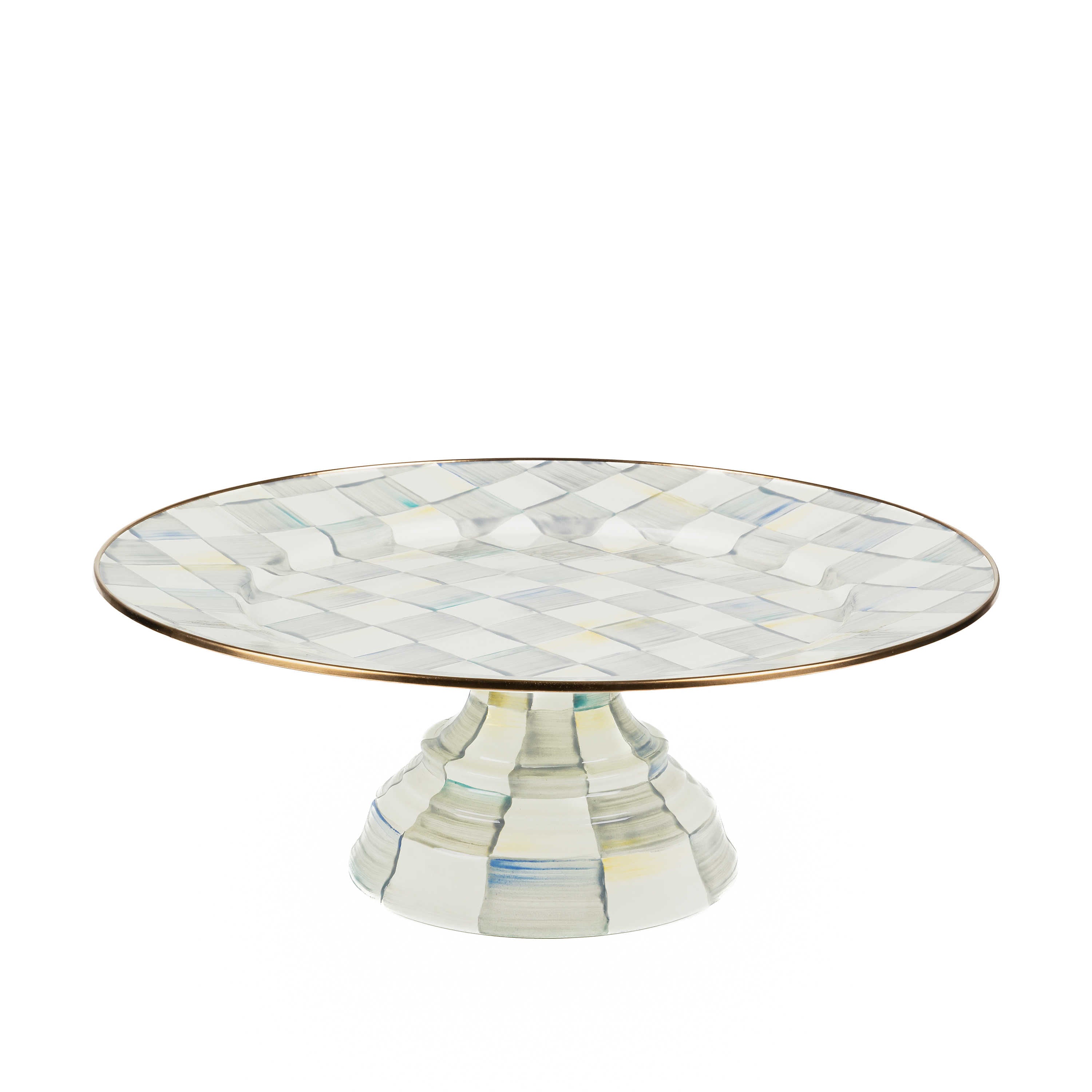 MacKenzie-Childs Sterling Check Pedestal Platter - Large