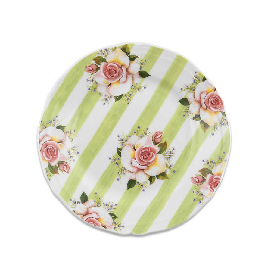Mackenzie-Childs Wildflowers Dessert Plate - Green