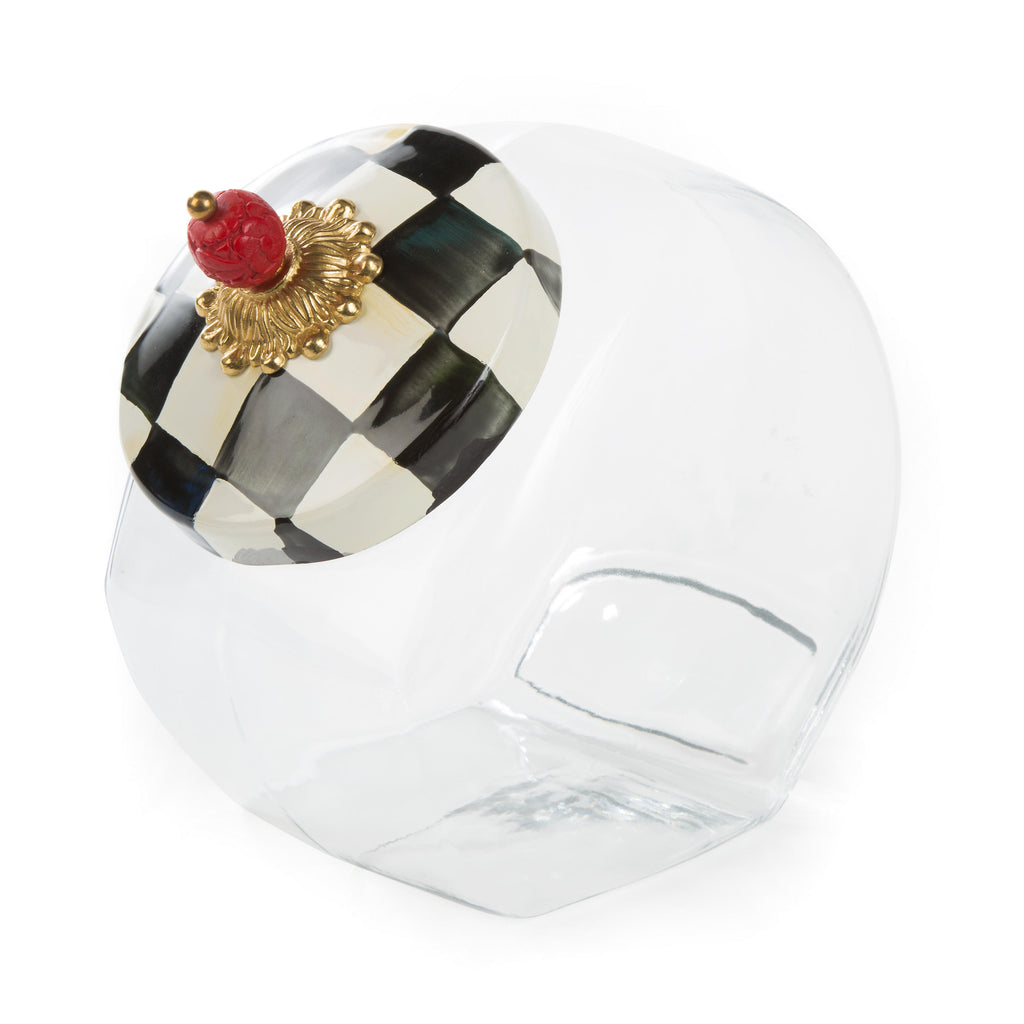 Mackenzie-Childs Courtly Check, Sweetie Jar with Black and White Check Enamel Lid