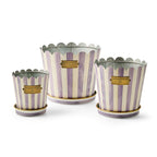 Violet Stripe Pots & Saucers, Set of 3