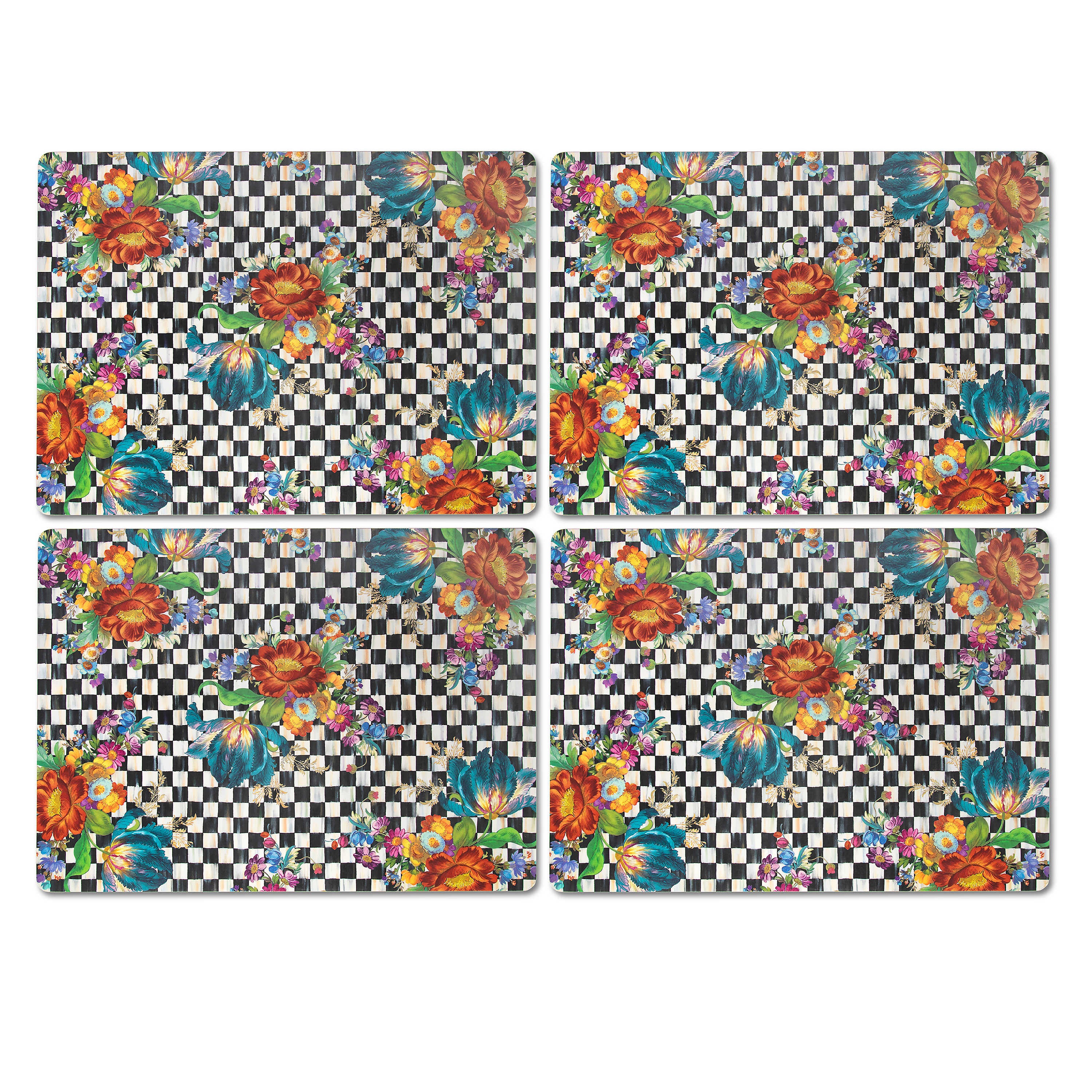 MacKenzie-Childs Courtly Flower Market Cork Back Placemats - Set of 4