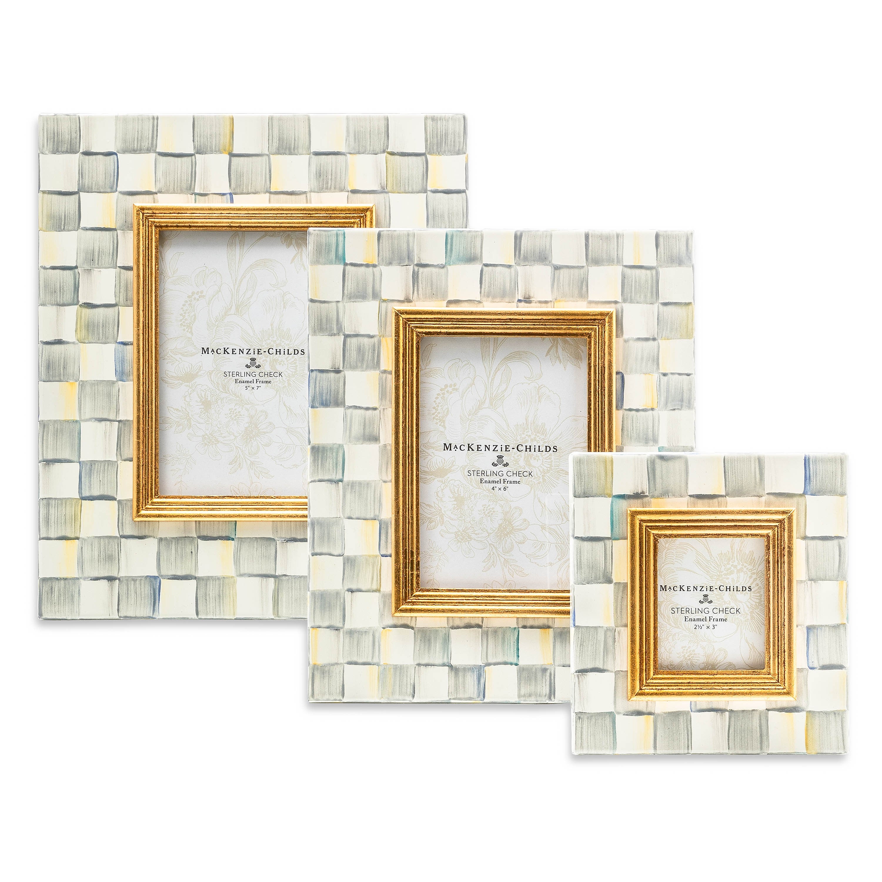 Mackenzie-Childs Sterling Check, Grey and White Checked Photo Frame 2.5" x 3"