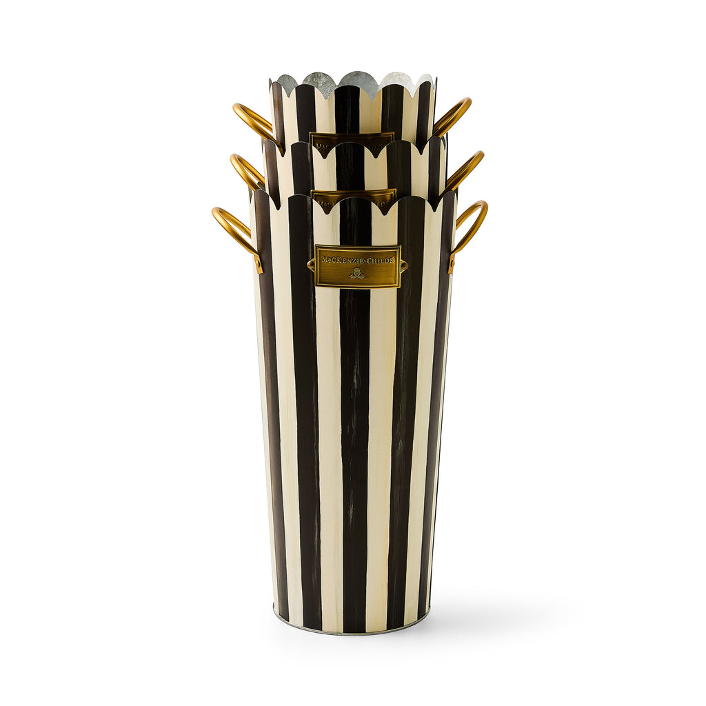 Courtly Stripe Flower Buckets, Set of 3