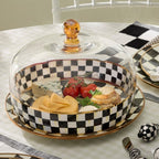 Courtly Check Glass Cake Dome on table