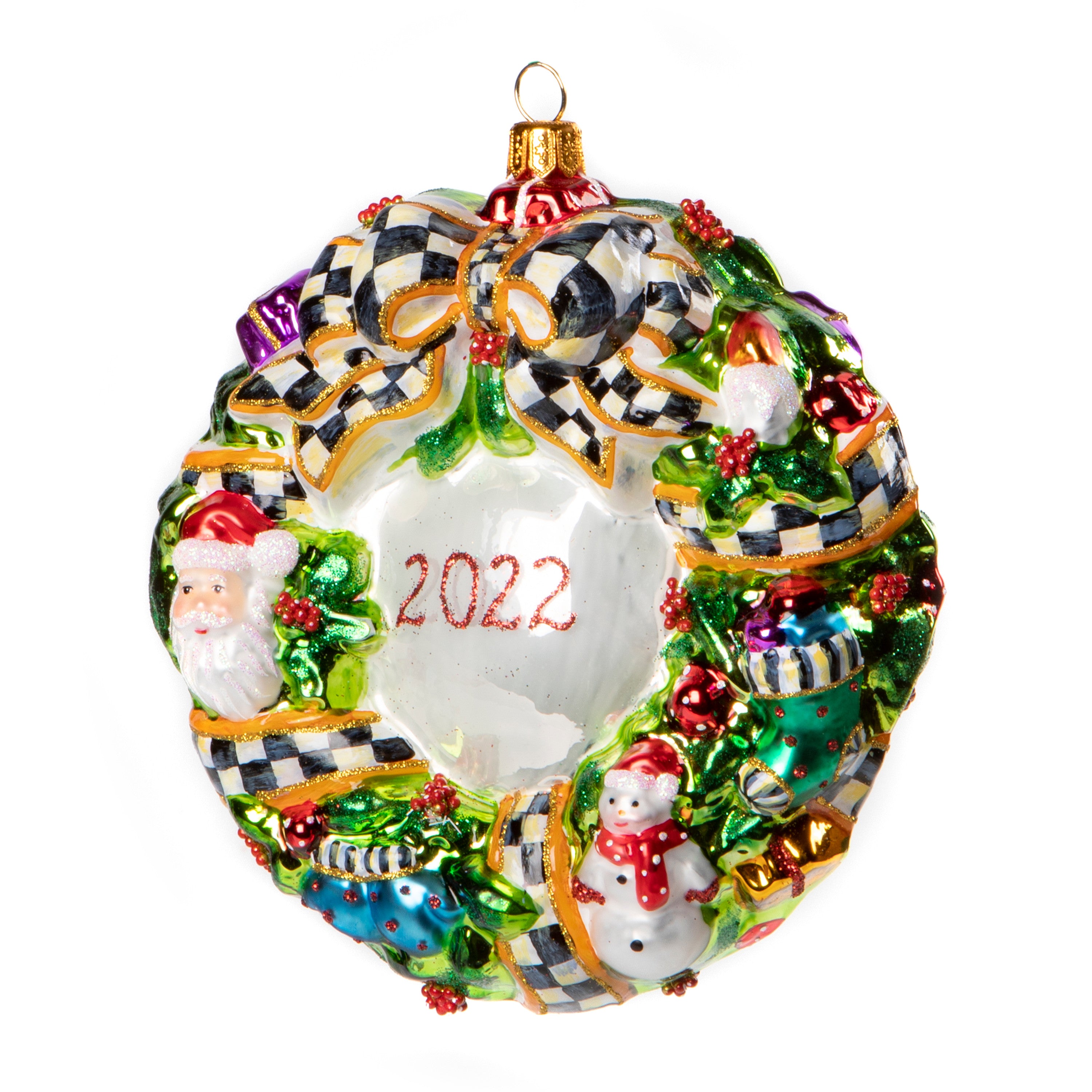 Mackenzie-Childs Glass Ornament - Toyland Wreath 2022