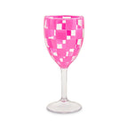 Pink Check Acrylic Wine Goblets, Set of 4